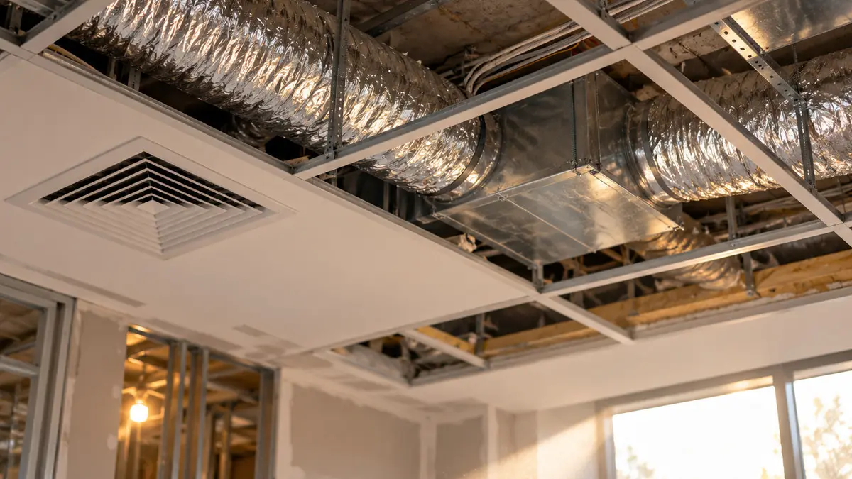 Aire acondicionado por conductos en una vivienda